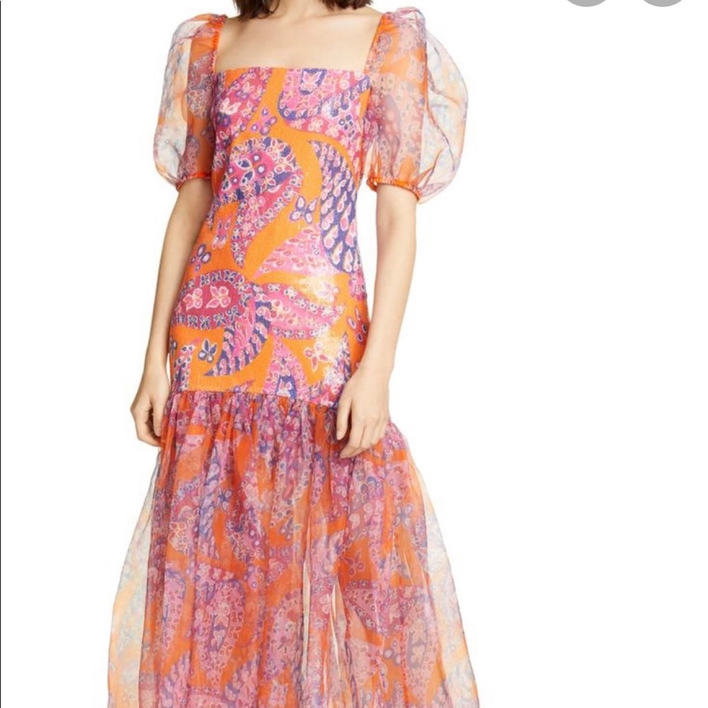 Staud Wilde Gown in Monarch Paisley, sequin & organza, size 6